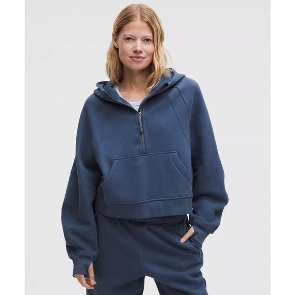 Lululemon Athletica Scuba Oversized Half-Zip Hoodie, Blue twill Sz 6 retail $128 - Picture 1 of 12